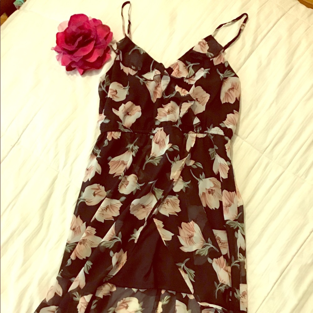 Hi low romantic adjustable spaghetti straps dress